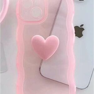 Clear Pink Heart iPhone 13 Case